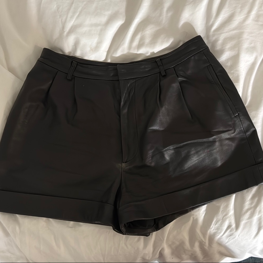 Women's Black Leather Shorts